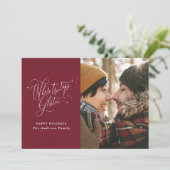 Kerst Bourgondisch bos winter elegant script Feestdagenkaart (Staand voorkant)