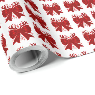Kerst Bow Plaid Patroon Rood Vrolijk Kerstmis Cadeaupapier