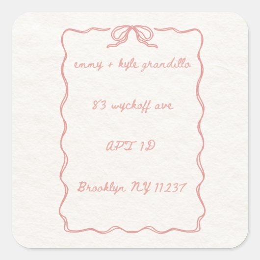 Kerst Bow Square Stickers (Voorkant)