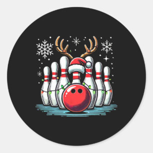 Kerst Bowling Pins Rendier Xmas Bowler Mannen Wo Ronde Sticker