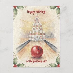 Kerst Bowling Vakantie Wenskaarten Feestdagenkaart
