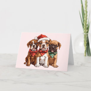 Kerst Boxer Dogs Feestdagen Kaart