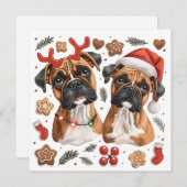 Kerst Boxer Dogs Feestdagenkaart (Voorkant / Achterkant)