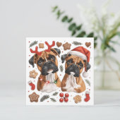 Kerst Boxer Dogs Feestdagenkaart (Staand voorkant)