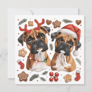 Kerst Boxer Dogs Feestdagenkaart