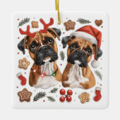 Kerst Boxer Dogs Keramisch Ornament (Voorkant)