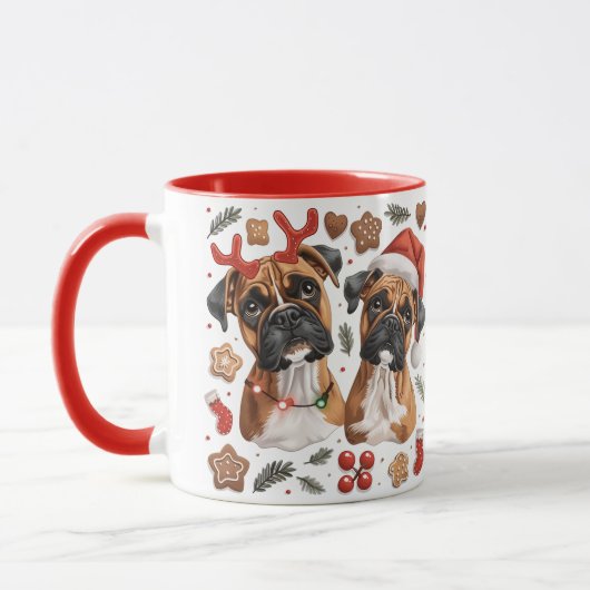 Kerst Boxer Dogs Mok (Links)