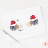 Kerst boxer puppies cadeau label sticker (Envelop)