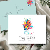 Kerst Briefkaart Kleurrijke Botanische Poinsettia