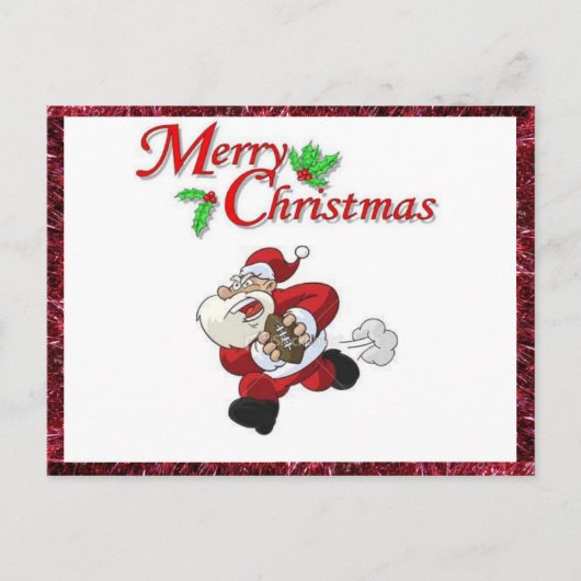 Kerst Briefkaart met Santa Spelen Football (Voorkant)