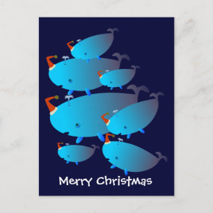 Kerst Briefkaarten: een walvis familie Feestdagenkaart