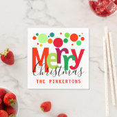 Kerst Bright Stippen Moderne typografie Monogram Servet (Insitu)