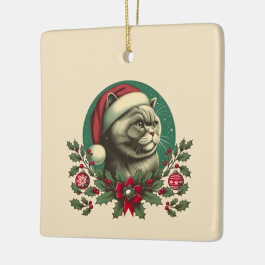 Kerst Brits kort haar kat keramisch Ornament (Links)