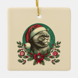 Kerst Brits kort haar kat keramisch Ornament