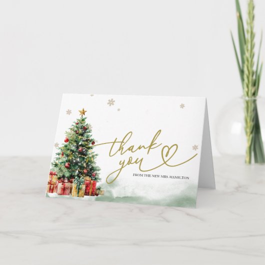 Kerst Bruids douche bedankkaart Kaart (Voorkant)