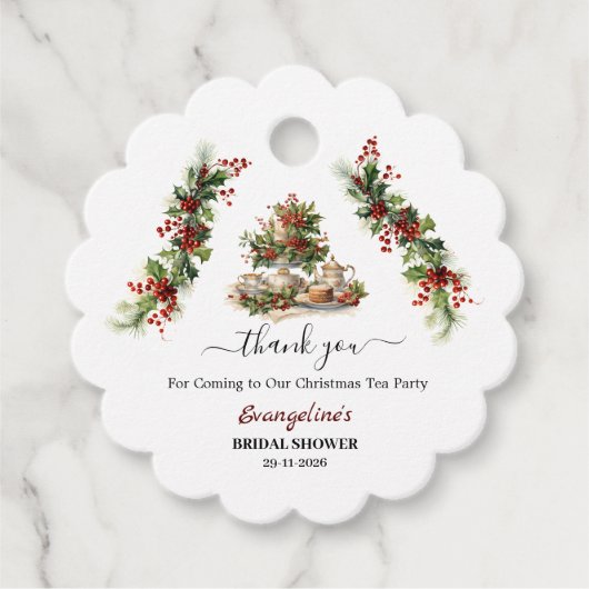 Kerst Bruidsfeest Tea Party Dank je Bedankjes Labels (Voorkant)