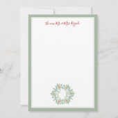 Kerst bruiloft briefpapier Waterverf krans Bedankkaart (Voorkant)