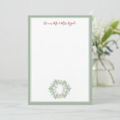 Kerst bruiloft briefpapier Waterverf krans Bedankkaart (Staand voorkant)