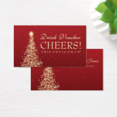 Kerst Bruiloft Drink Voucher Rood Goud Visitekaartjes (Bureau)