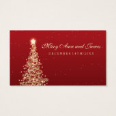 Kerst Bruiloft Drink Voucher Rood Goud Visitekaartjes (Achterkant)