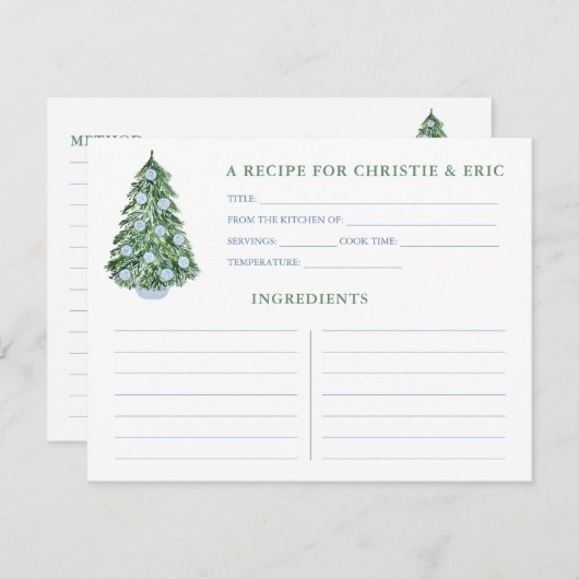 Kerst Bruiloft Feest Blue En Groene Receptkaart Kaart (Voorkant / Achterkant)