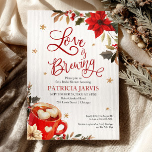 Kerst Bruiloft Feest met 'Love Is Brewing' Kaart