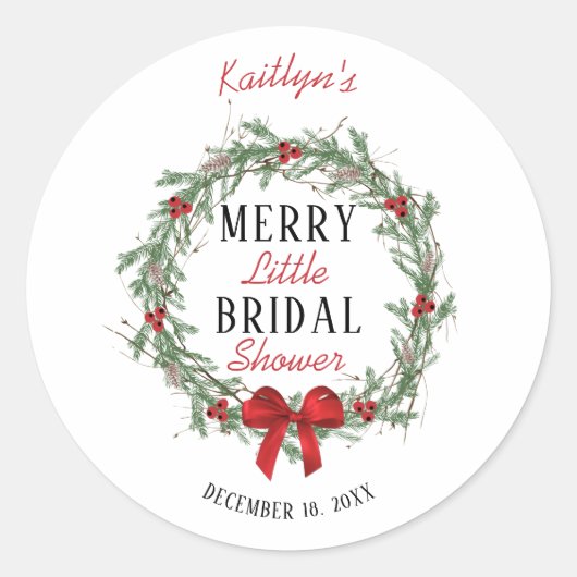 Kerst Bruiloft Feest Ronde Sticker (Voorkant)