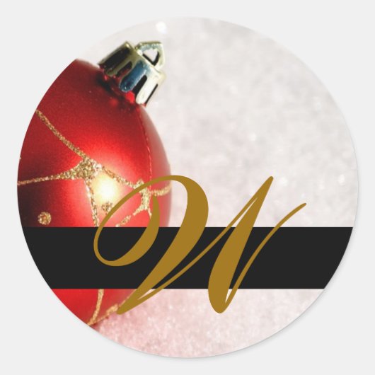 Kerst Bruiloft Monogram Uitnodiging & Favor Seal Ronde Sticker (Voorkant)