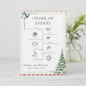 Kerst bruiloft Tijdlijn Orde van de Dag Kaart (Staand voorkant)