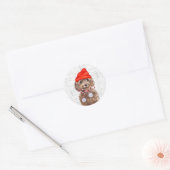 Kerst Bruin Cockapoo Dog Waterverf Santa Ronde Sticker (Envelop)