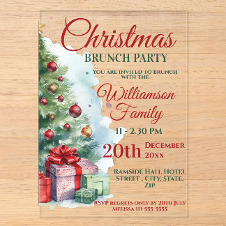 Kerst brunchfeest acryl uitnodigingen