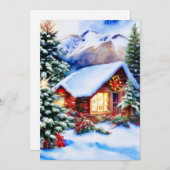 Kerst budget voor berghut feestdagenkaart (Voorkant / Achterkant)