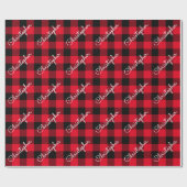 Kerst Buffalo Plaid Custom Name Rustic Red Cadeaupapier (Vlak)