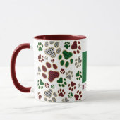 Kerst Buffel Plaid Dog Paw Monogram Mok (Links)