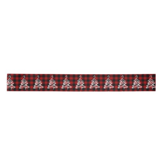 Kerst Buffel Plaid Rood Zwart Checks Gingham Lint (Voorkant)