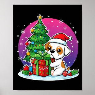 Kerst Bulldog Santa Hoed Xmas Bulldog Liefhebber M Poster