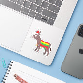 Kerst Burro Cartoon Sticker (Laptop met iPhone)