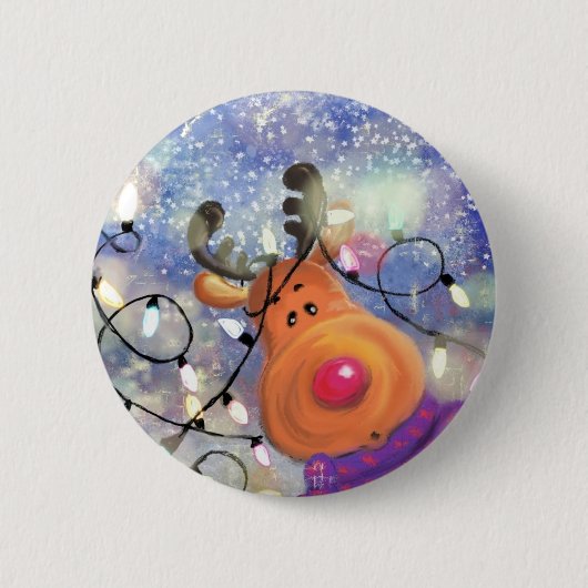 Kerst Button Gift met Happy Reindeer (Voorkant)
