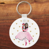 Kerst Button sleutelhanger Dk bruin haar Notenkrak (Voorkant)