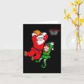 Kerst Bysketbyll Santa Claus Slam Dunk Elf Fun Kaart (Gele Bloem)