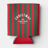Kerst Cabin Crew Custom Red Green Stripe Blikjeskoeler (Voorkant)