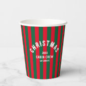 Kerst Cabin Crew Custom Red Green Stripe Papieren Bekers (Achterkant)