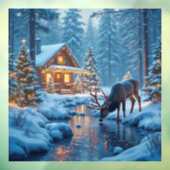 Kerst Cabin Window Cling Raamsticker (Vel 3)