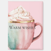 Kerst Cacao Goud Blush Roze Munt Warm Wishes Magneet (Voorkant)