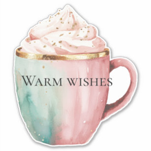Kerst Cacao Goud Blush Roze Munt Warm Wishes Sticker