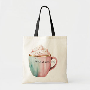 Kerst Cacao Goud Blush Roze Munt Warm Wishes Tote Bag