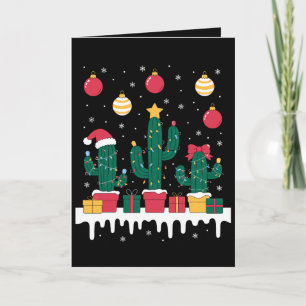 Kerst Cactus Lichtjes Kerstman Hoed Sneeuw Kerstmi Kaart