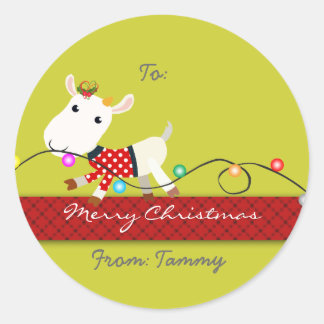 Kerst cadeau Sticker (geit Kind) -