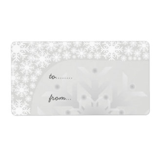 Kerst cadeau tags - Icy Grey Sneeuwvlokken Etiket
