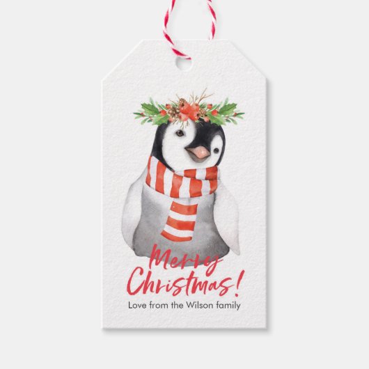 Kerst cadeau tags schattige pinguïn cadeaulabel (Voorkant)